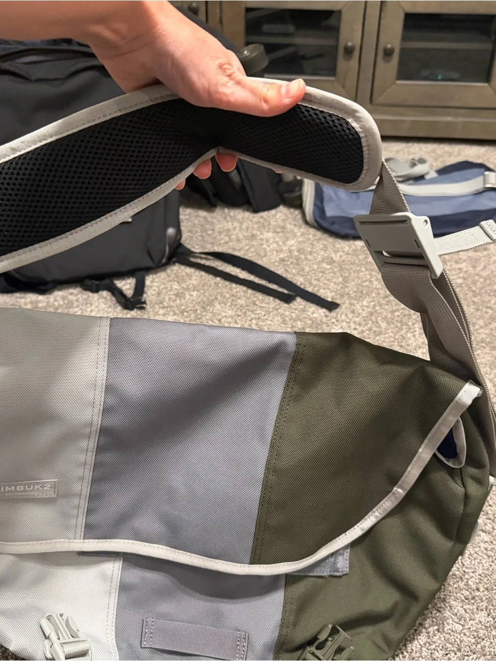 Timbuk2 Gray & Olive Messenger Bag